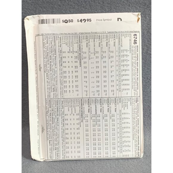 Vintage McCalls Sewing Pattern 6746 Misses Dress Sizes 10-12-14 Uncut - Picture 2 of 2